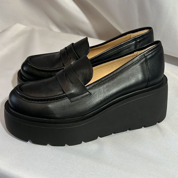 ANTHROPOLOGIE MAEVE LUGGED PLATFORM LOAFERS IN BLACK SIZE 41 - Picture 1 of 10